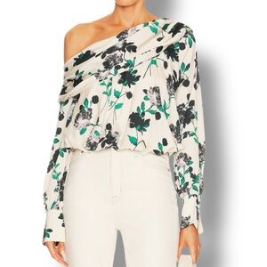 Free People Cream Floral Potter Printed Top off the shoulder romantic